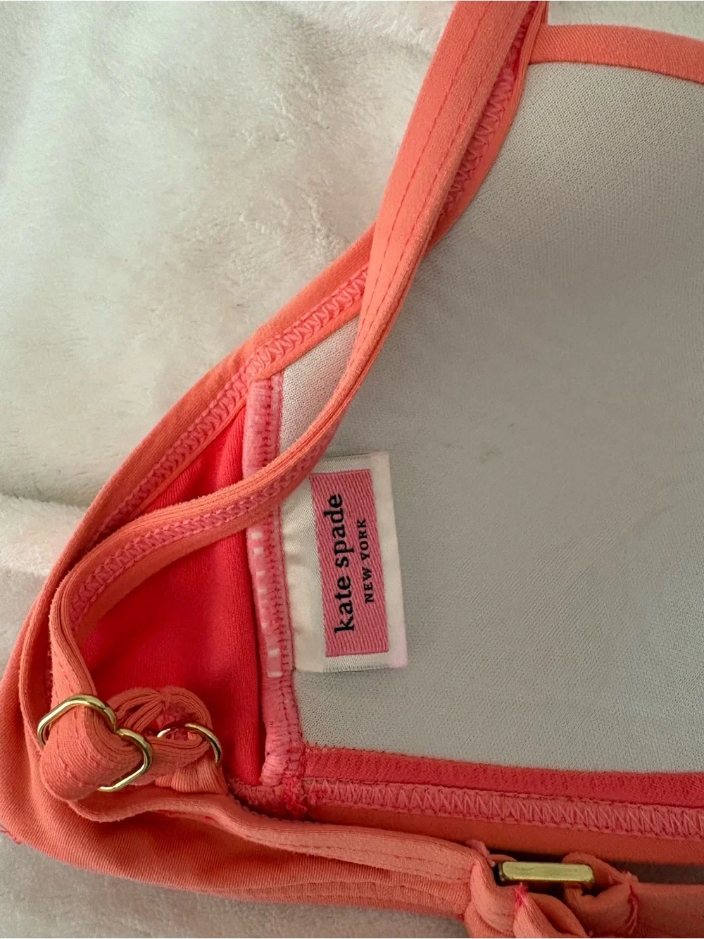 Kate Spade Coral Twist Front Bikini Top (runs large)